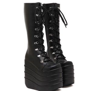 Black rave platform boots